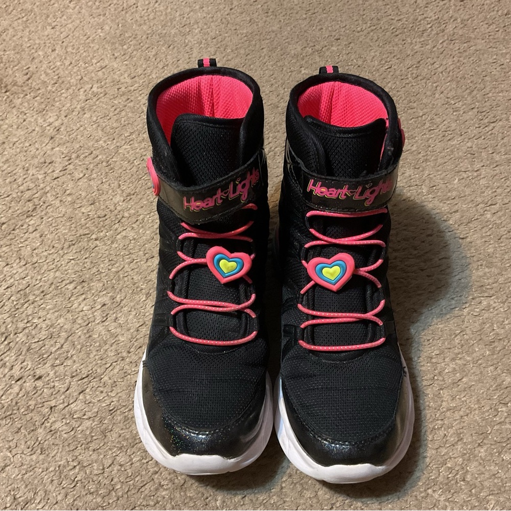 Skechers Black and Pink Sneakers with Velcro Straps